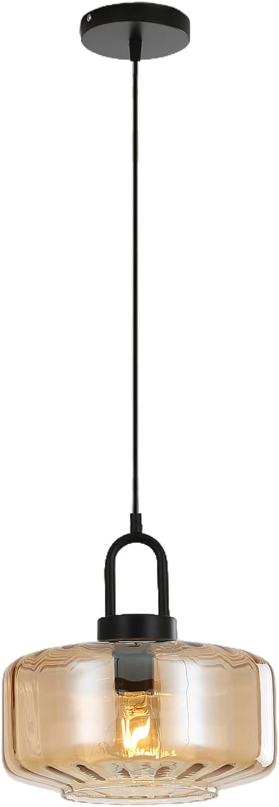 Lampadario Moderno E27 Vetro Ambrato - Lampada Soffitto Economica
