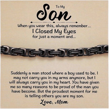 to My Son Gift from Mom, Stainless Steel Cuban Bracelet, Proud of You, Mom to So