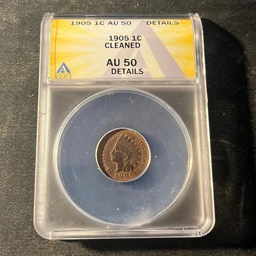 1905 Indian Head Penny Cent ANACS Certified AU Details Cleaned
