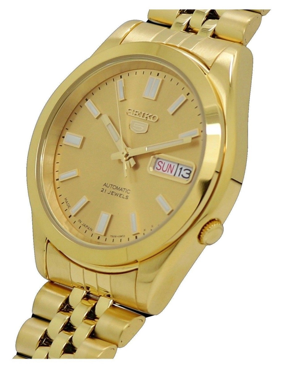 Seiko 5 Gold Tone Stainless Steel Dial 21 Jewels Automatic