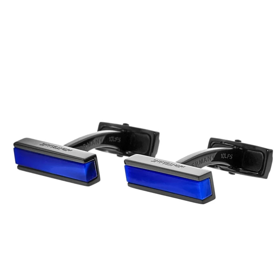 New Montblanc Urban Speed Blue Glass Inlay Steel Mens Cufflinks 112930 48390₽