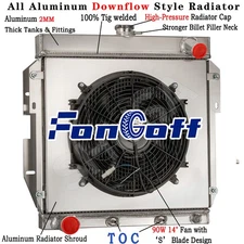4 Row Aluminum Radiator Shroud Fan fit 1955-1957 Ford Thunderbird T-Bird V8