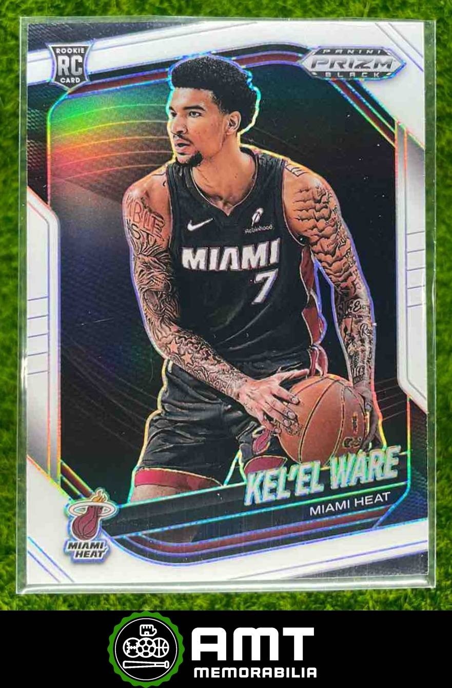 Kel'el Ware RC 2024-25 Panini Prizm Black White Prizms 44/175 Miami Heat #156