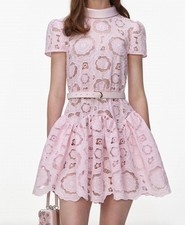 Self-Portrait Floral Lace Mini Dress Pink