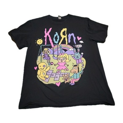 Korn Band T-Shirt Cartoon Cotton Black Large | eBay