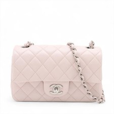 Chanel Mini Matelasse 20 Lambskin Single Flap Single Chain Bag Pink Silver Metal