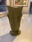 Vintage Art Deco - Art Nouveau SHAWNEE Pottery Vase Pea Green Cornucopia 9"