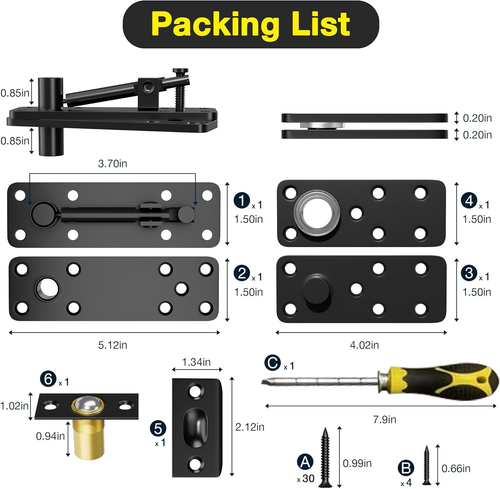 Hidden Door Hinge, 620LBS Load-Bearing Heavy Duty Stainless Steel Pivot Hinge, D - Picture 2 of 7