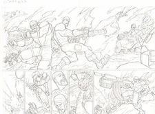 G.I. Joe #11 pg 2-3 ORIGINAL Pencil Art DOUBLE SPLASH PAGE Steve Kurth IDW