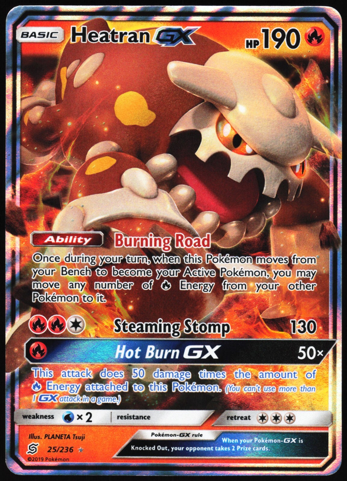 POKEMON TCG CARD Heatran GX 25/236 Unified Minds 2019 Ultra Rare Holofoil - NM