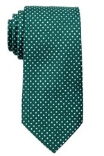 Men's Hunter Green and White Dot Necktie Schools Business Formal - NWT