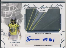 SIMI FEHOKO 2016 Leaf US Army All American AUTO PATCH /35 COWBOYS WR