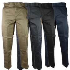 Men's Pants Straight Leg Flat Front Business Formal Work Trousers Dress Slacks