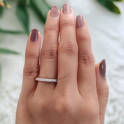 Round Moissanite Half Eternity Bridal Set Band Conflict free Jewelry Band FD21 - Picture 7 of 10