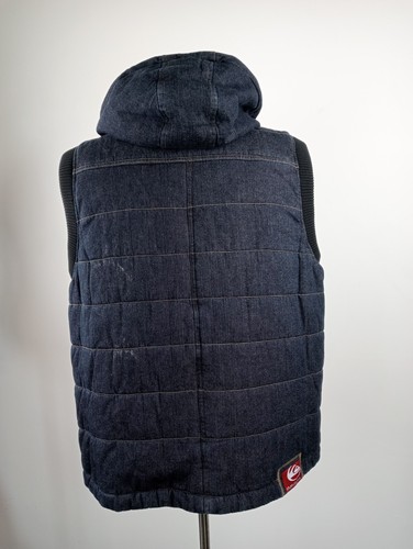 QUIKSILVER GIUBBINO SMANICATO IMBOTTITO GILET DENIM JEANS UOMO Tg XL MAN JACKET - Foto 5 di 9