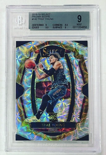 2018-19 Panini Select Trae Young Premier Level Scope Prizm BGS 9 Rookie #142 RC