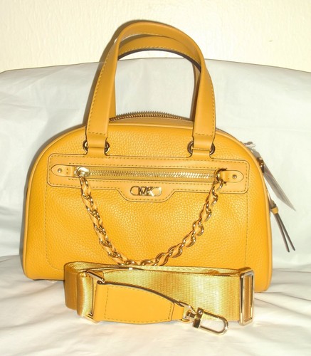 Neu mit Etikett Michael Kors Williamsburg Golden Rod Leder kleine Bowling-Umhängetasche 328 $ - Bild 6 von 12