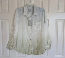 Rails Womens XL Ellis Blue Mint Dip Dye Cotton Gauze  Button Up Shirt NWT