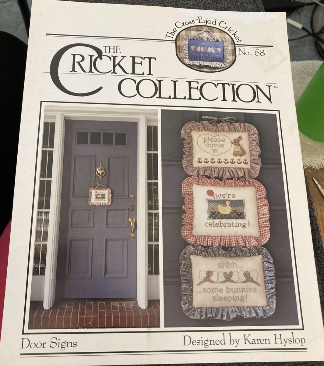 Vtg Rare The Cricket Collection Door Signs 1988 Cross Stitch Vtg Rare The Cricket Collection Door Signs 1988 Cross Stitch
