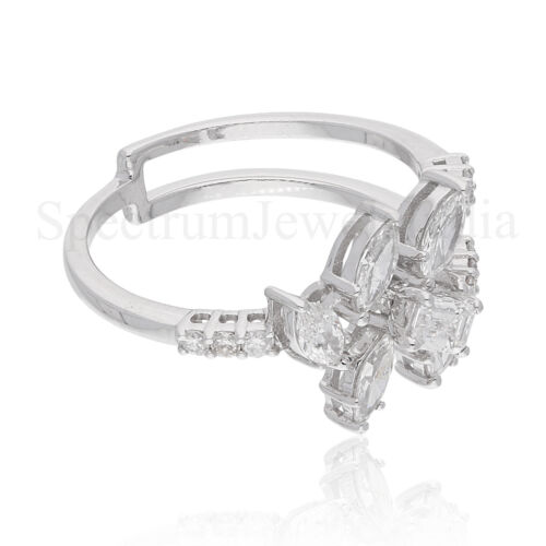 0.92 Ct Lab Grown CVD Multi Shape Diamond Ring 18k White Gold Engagement Gift - Picture 3 of 7