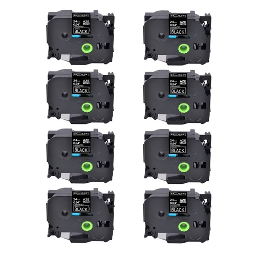 8PK Blanc sur Noir Mat 24mm Compatible avec Brother TZ-MQ355 Ruban D'étiquettes