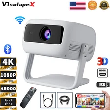 4K Projector 45000LMS 1080P 3D 5G WiFi Bluetooth Video Home Theater 230" Display