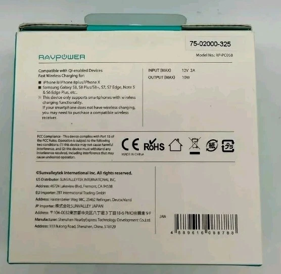 Cargador Inalámbrico Rápido RAVPower 10W Max con Adaptador QC 3.0 RP-PC058 Foto 2 de 4