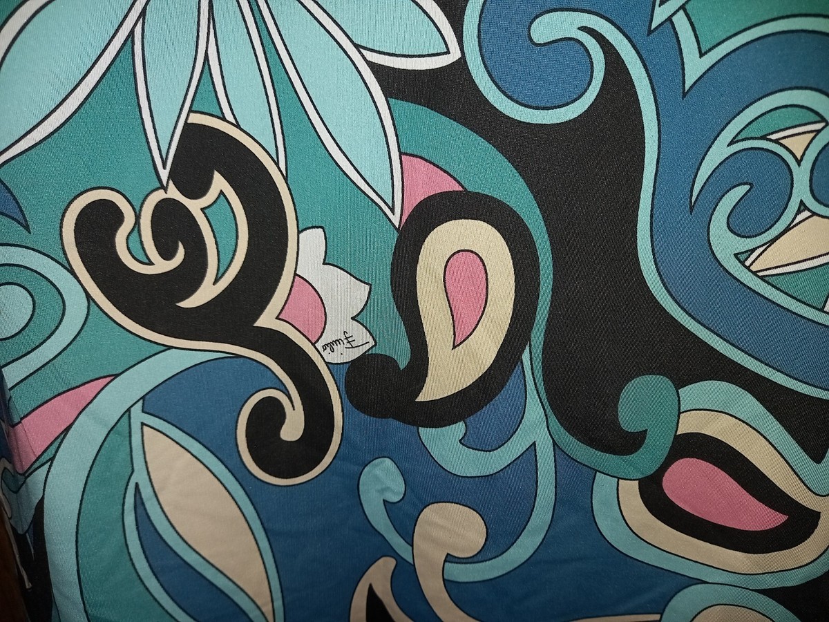【EMILIO PUCCI】ノースリーブワンピ　イタリア　シルク　ブルー　36 中古・古着通販】Emilio Pucci (エミリオ プッチ) ノースリーブ