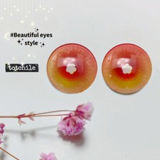 12" Blythe Doll Handmade new Pink Gradual Yellow white Flower Eyechips Eye Chips