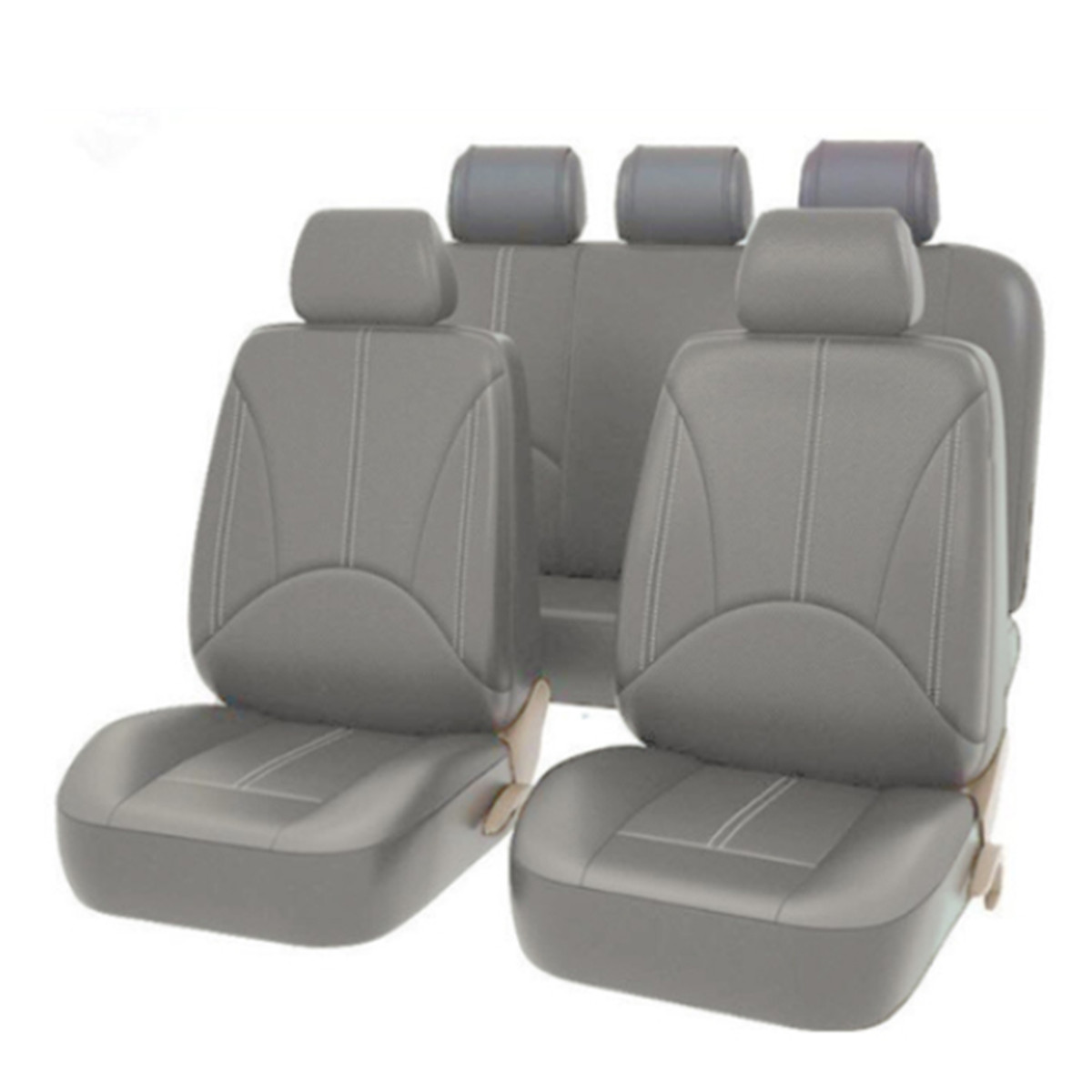 Full set gray PU leather car seat covers for all-season comfort and style