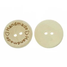 50x "Handmade Handmade" Wooden Buttons Handmade Clothes 15mm