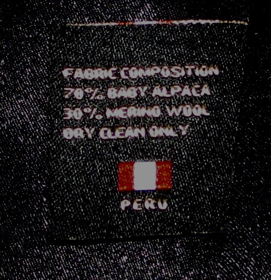 VINTAGE MAGNIFIQUE INCA'S PERU BLACK ALPACA  LONG  STRAIGHT COAT    SIZE TAG  M image 9