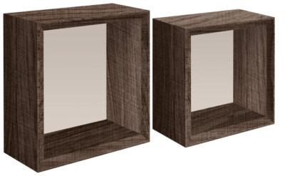 MODULARREDO | Set Di 2 Mensole Cubo Da Parete Q-BIS, 35x35 E 31x31, Ciliegio, Fatte In Italia, Già Montate