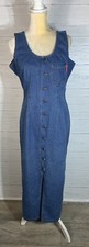 Vintage US Again denim midi dress grunge size 13 womens juniors size, buttoned