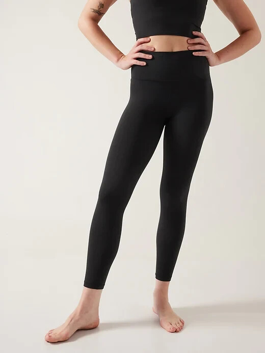 Athleta MP M PETITE Transcend High Rise 7/8 Tight Leggings Black Soft Workout