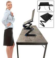 360  Adjustable Laptop Table Stand Lap Sofa Bed Computer Notebook Desk W 2 Fans