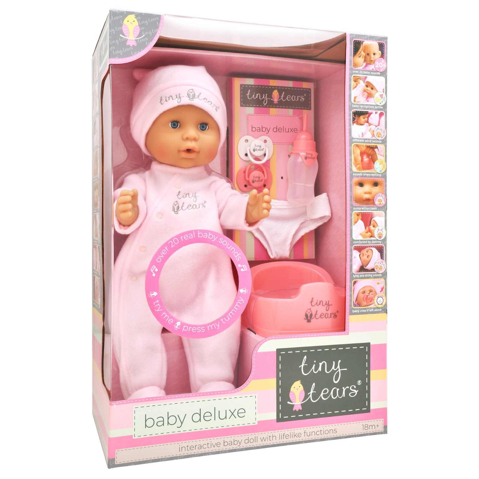 BABY DELUXE 🍼 Tiny Tears Interactive Doll 15"" (38cm) 20 sounds - Age 18 mths+