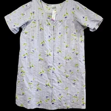 Just Love House Dress Purple XL Nightgown Floral Pearl Snap Pockets NWT