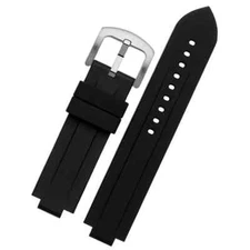 Silicone Watch Strap for Tudor Pelagos 25600 25500 22mm Black Convex Rubber Band