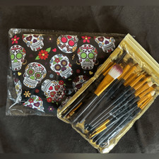 20 piece Make-Up Brush set and Skull Make-Up Bag . I have 1 gold  one black set