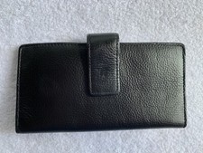 Genuine Leather Checkbook Cover Card Wallet Black 4  X 7  Snap Slim Outside ID