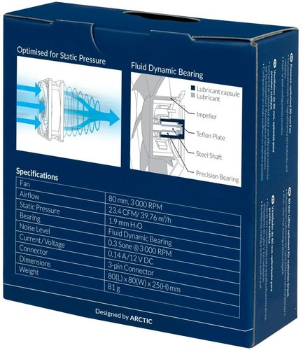 Custodia ARCTIC P8 80 mm pressione ventola ottimizzata abbastanza motore velocità ventola computer 3000 - Foto 5 di 9