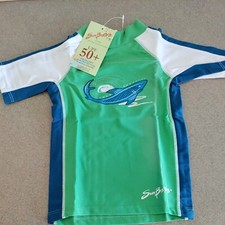 Rash Guard Swim Shirt UPF 50 NEW Shark Teal Green White 6-12 months Flaw