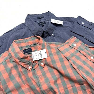 J Crew Factory Men's L Large Shirt Cotton Lot Of 2 NWT