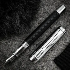 Conklin Duragraph Special Edition Royal Fountain Pen, Leather & Chrome