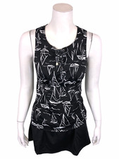 Denim  Co. Women's Beach Lace Up Tankini with Skirt Black Boats Size 8