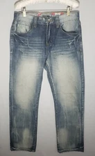 CJ Black Relaxed Straight Fashion Jeans Flags Blue Distressed Sz 30/32