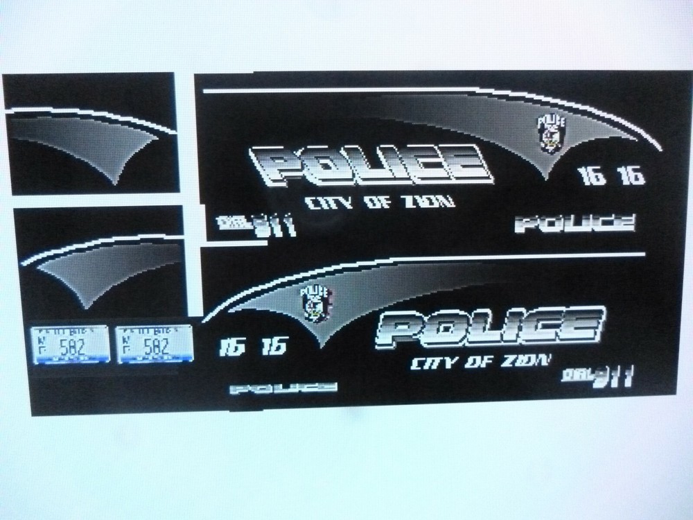 Zion Illinois Police Patrol  Vehicle Decals 1:24