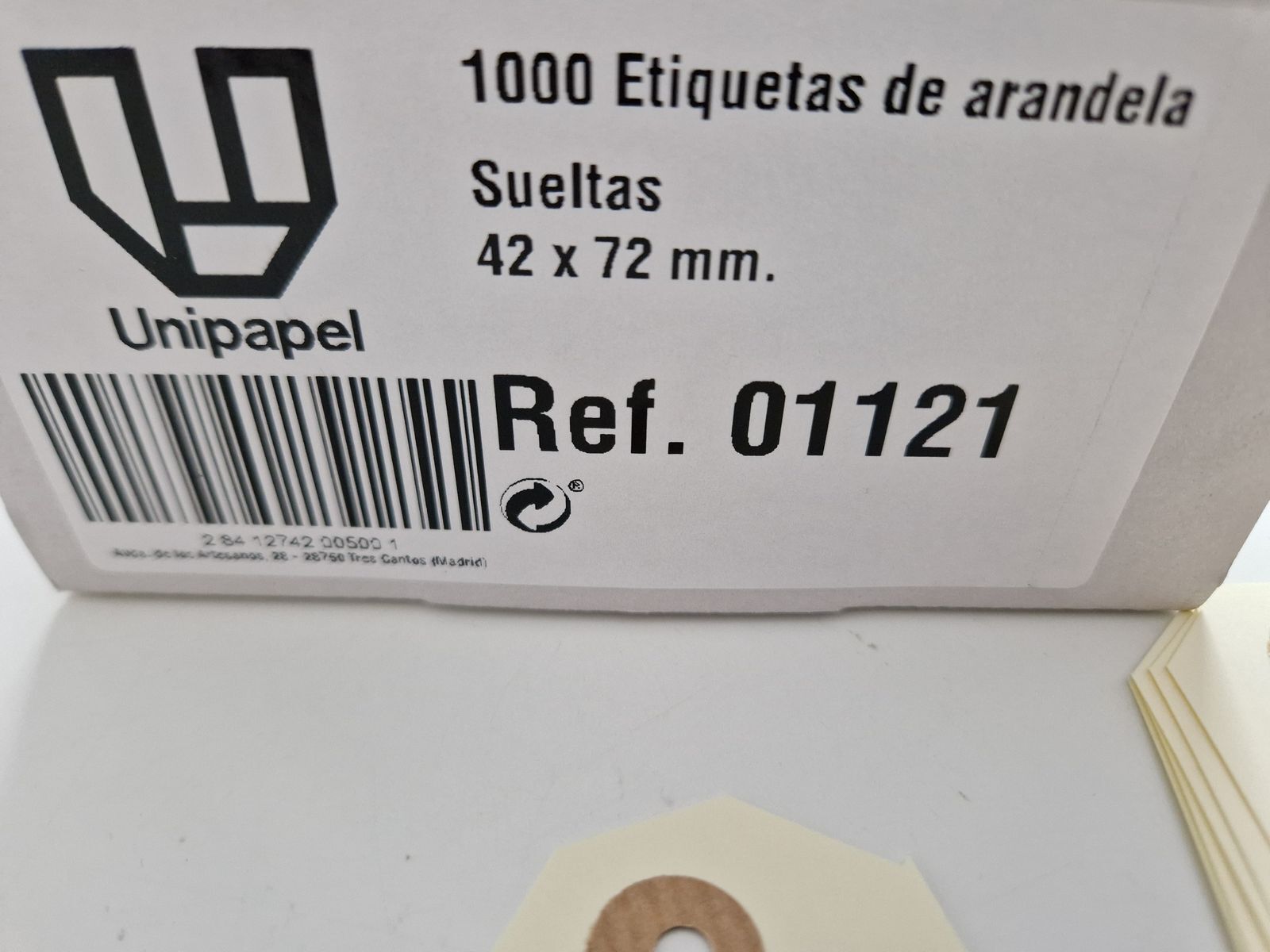 Boite de 1000 etiquettes américaines avec oeillet 42 x 72 mm - marquage prix