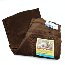 Vintage 70's Sears Thumbs Up Brown Corduroy Flare Jeans 34" Waist X 29"Inseam
